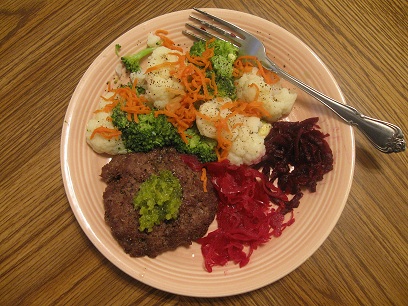 Bison with steamed and fermented veggies